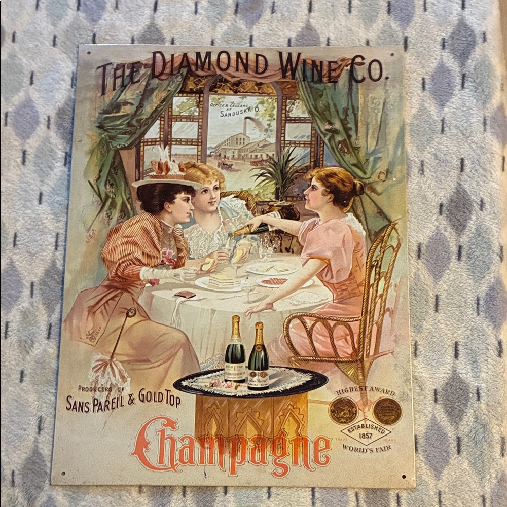 Vintage Champagne Metal Sign
